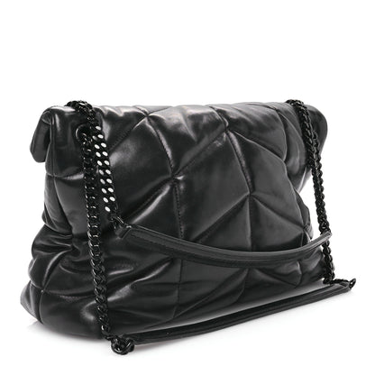 Saint Laurent Lambskin Quilted Monogram Monochrome Medium Loulou Puffer Chain Satchel Black 3 of 10