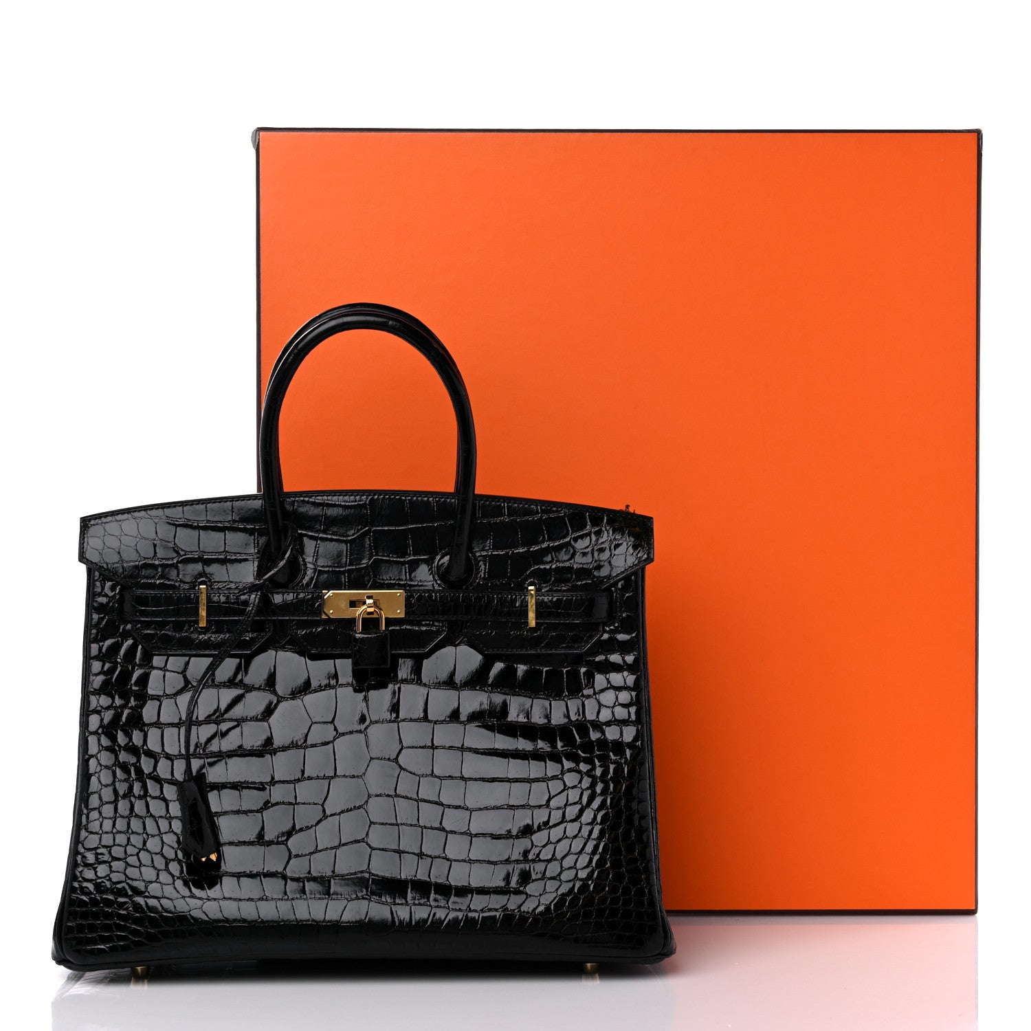 Hermes Shiny Porosus Crocodile Birkin 35 Black 10 of 10