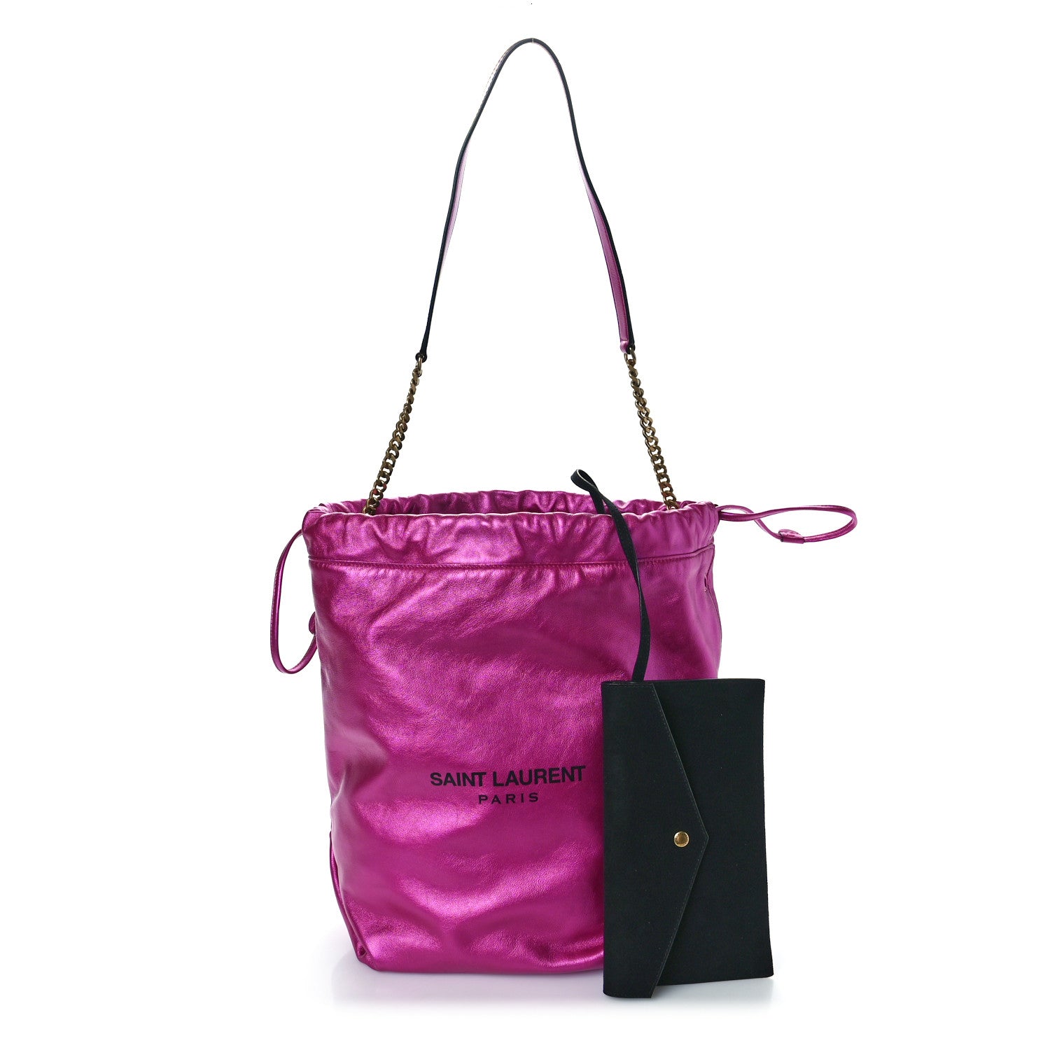 Saint Laurent Lambskin Teddy Drawstring Bag Fuchsia 3 of 13