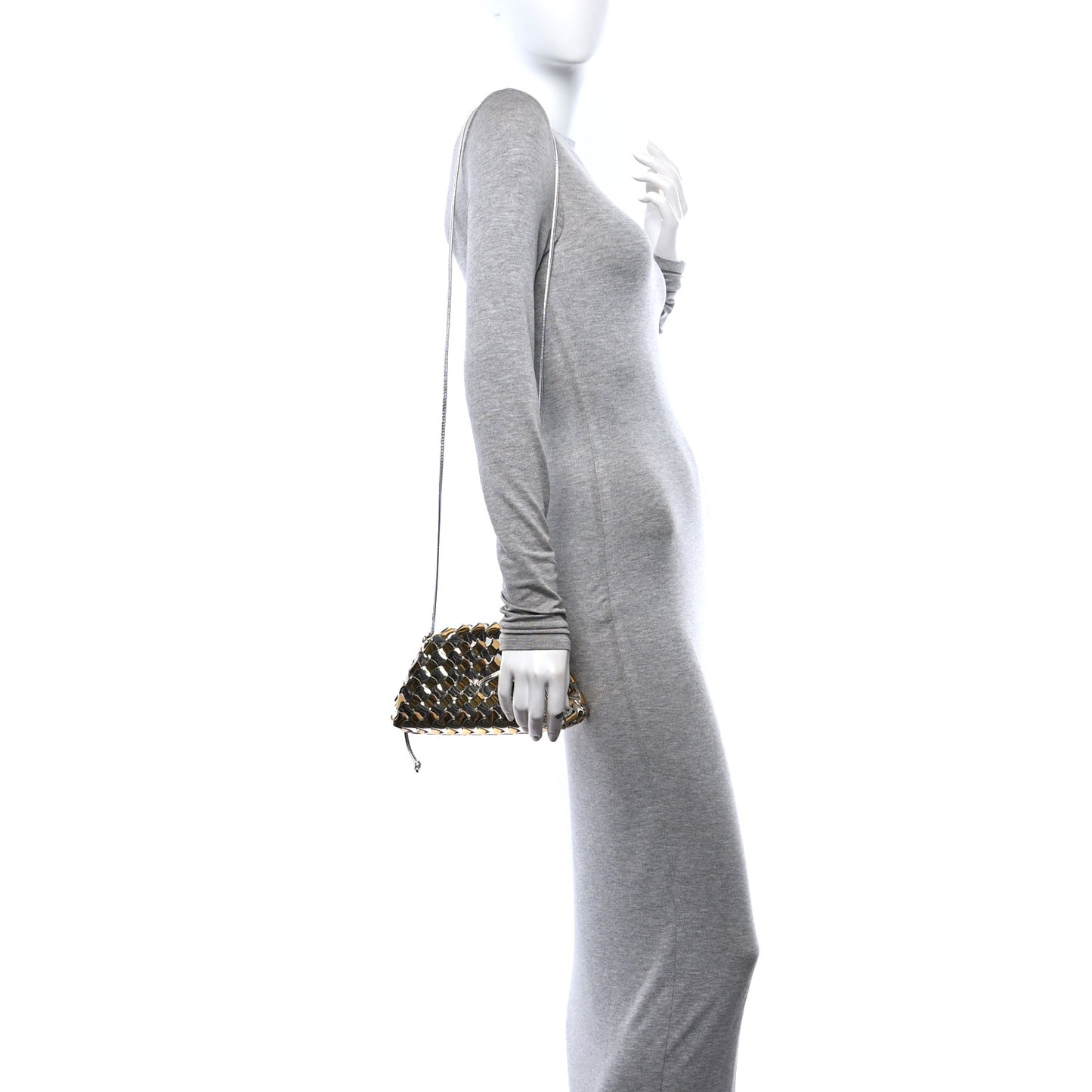 Metallic Lambskin Intrecciato The Mini Pouch Silver Gold