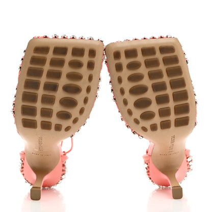 Bottega Veneta Mesh Nappa Crystal Embellished Sparkle Stretch Ankle Tie 90mm Sandals 36 Salmon Pink 5 of 7