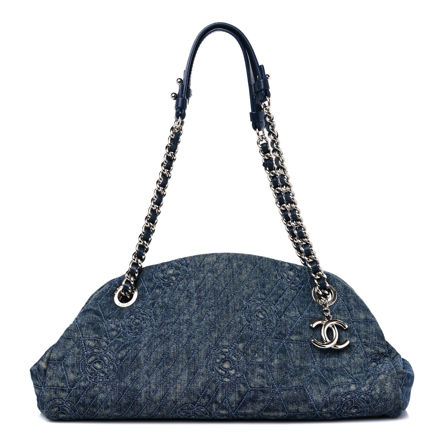 Chanel Denim Camellia Embroidered Medium Just Mademoiselle Blue 1 of 13