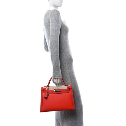 Hermes Berline Toile Swift Kelly Sellier 32 Orange Mecano Ecru 2 of 10