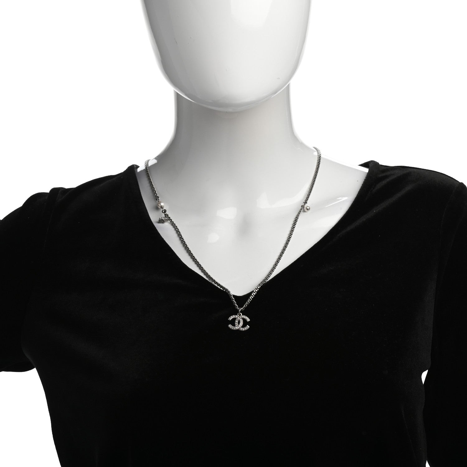 Chanel Crystal Pearl Star CC Necklace Pearly White 2 of 5