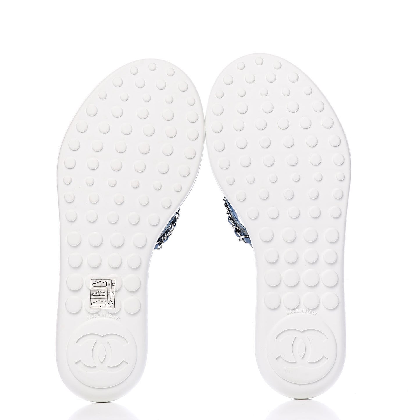 Denim CC Chain Thong Sandals 37 Blue