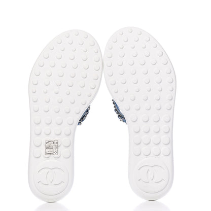 Chanel Denim CC Chain Thong Sandals 37 Blue 5 of 10