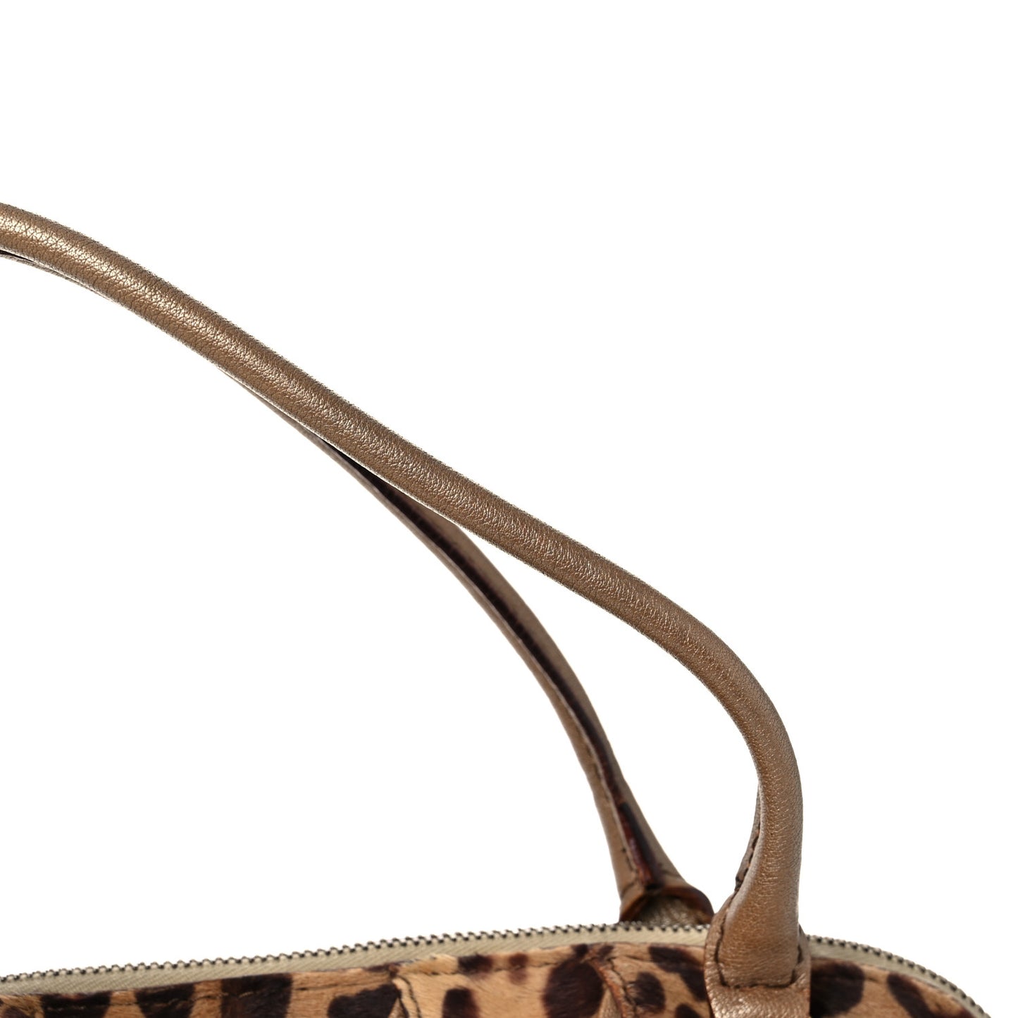 Calf Hair Leopard Print Shoulder Bag Gold