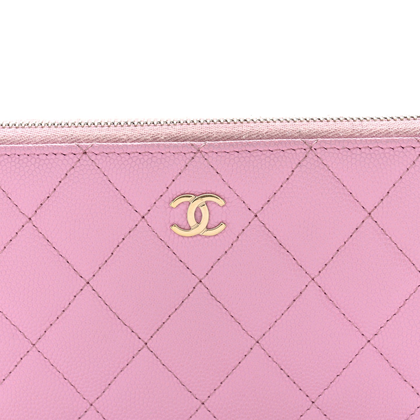 Caviar Quilted Large Gusset Zip Around Wallet Light Pink
