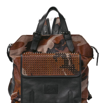 Christian Louboutin Pony Hair Calfskin Spikes Syd Backpack Coffee Bronze Black 8 of 12