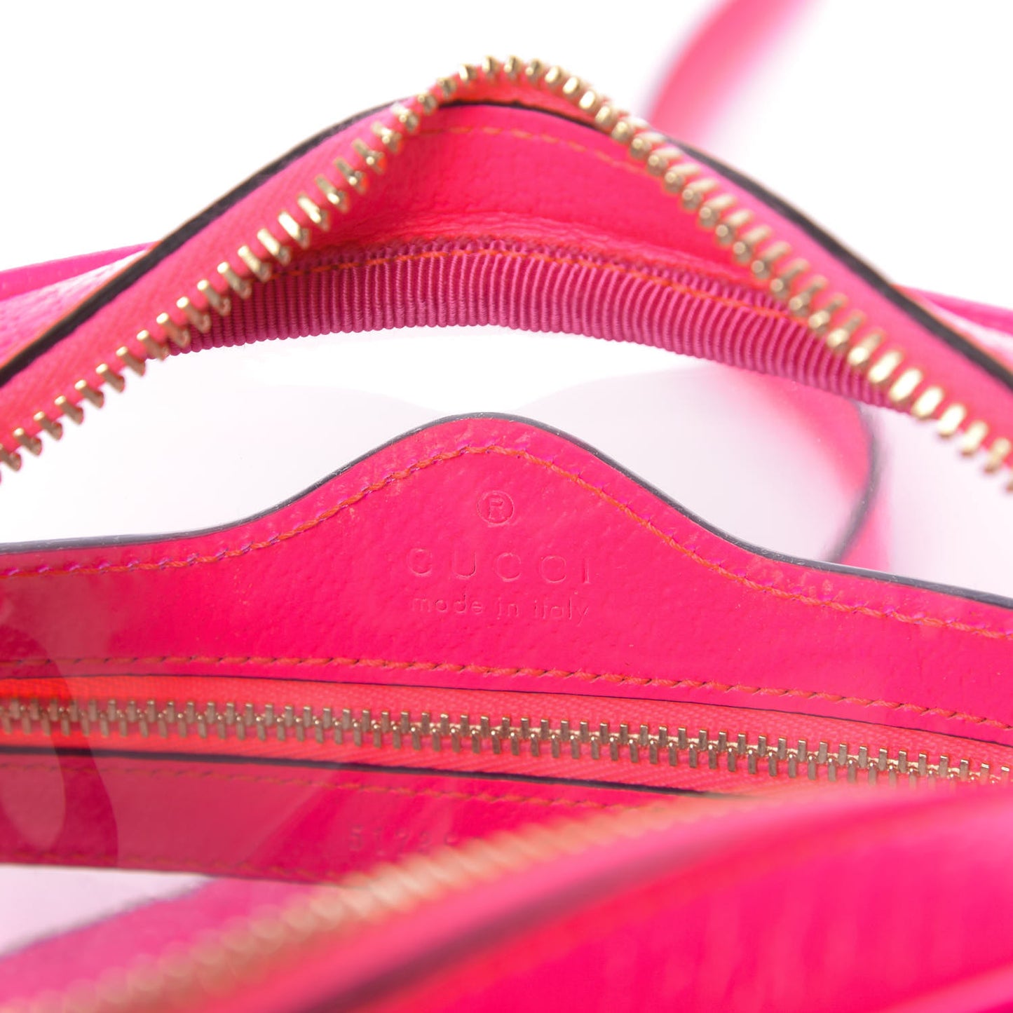 Vinyl Web Mini Ophidia Transparent Shoulder Bag Fluorescent Fuchsia