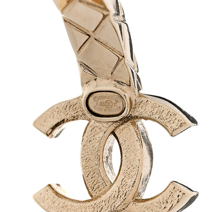 Chanel Metal Crystal Lambskin Quilted CC Chain Hoop Earrings Gold Black 4 of 4