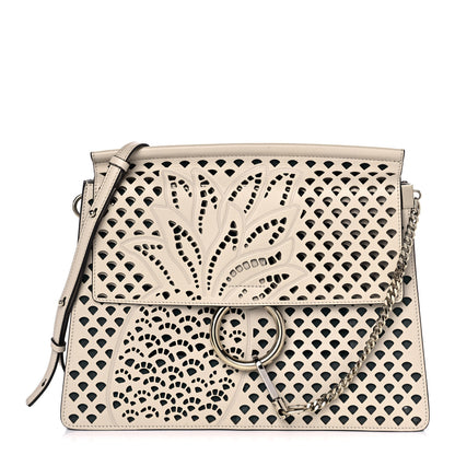 Chloe Calfskin Pineapple Perforated Medium Faye Shoulder Bag Abstract White 1 of 9