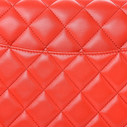 Chanel Lambskin Quilted Jumbo Double Flap Red 13 of 18
