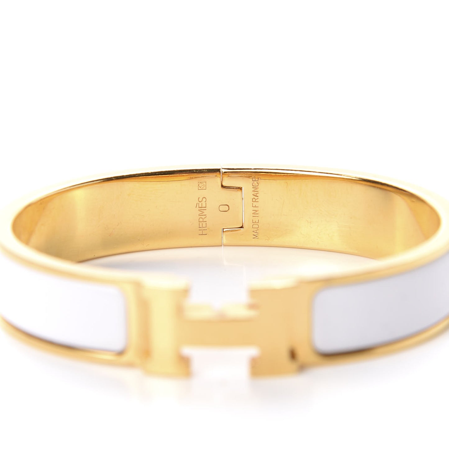 Enamel Narrow Clic Clac H Bracelet PM White