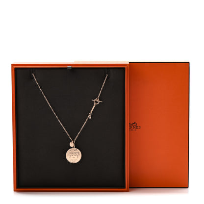 Hermes 18K Rose Gold Diamond MM Ex-Libris Pendant Necklace 7 of 7
