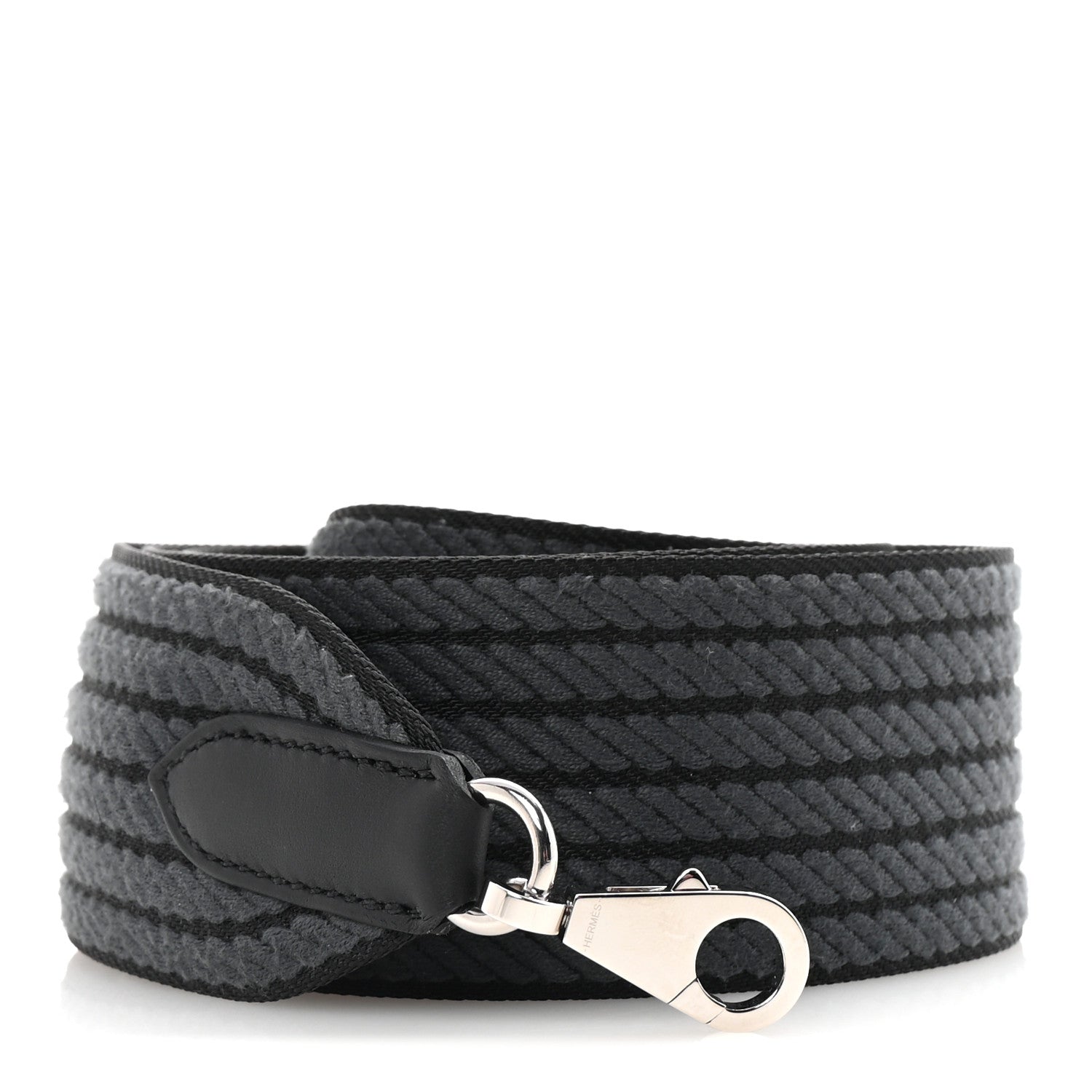 Hermes Toile Epsom 50mm Sangle Cordage Shoulder Strap Black Gris Misty 1 of 5