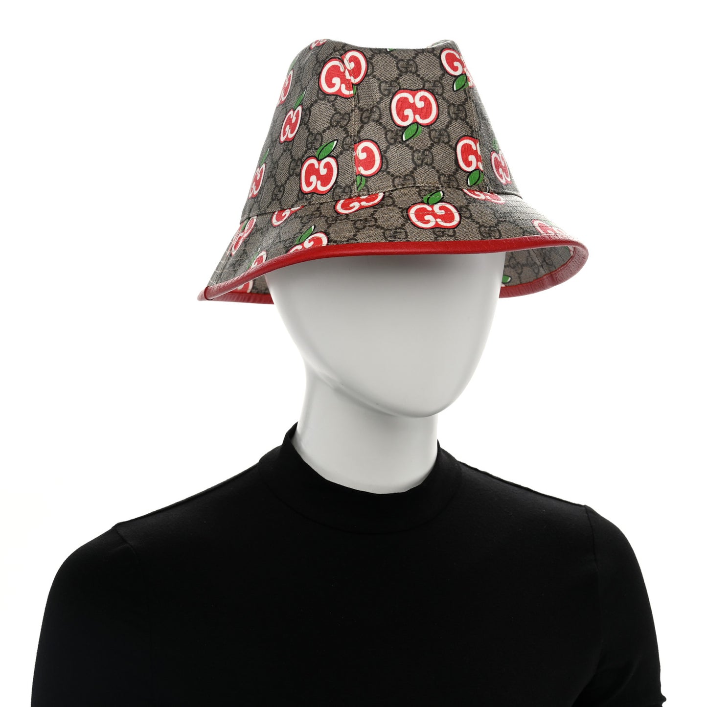 GG Supreme Monogram Apple Textured Dollar Calfskin Retro Interlocking G Fedora Pomme Bucket Hat L Beige Ebony Red