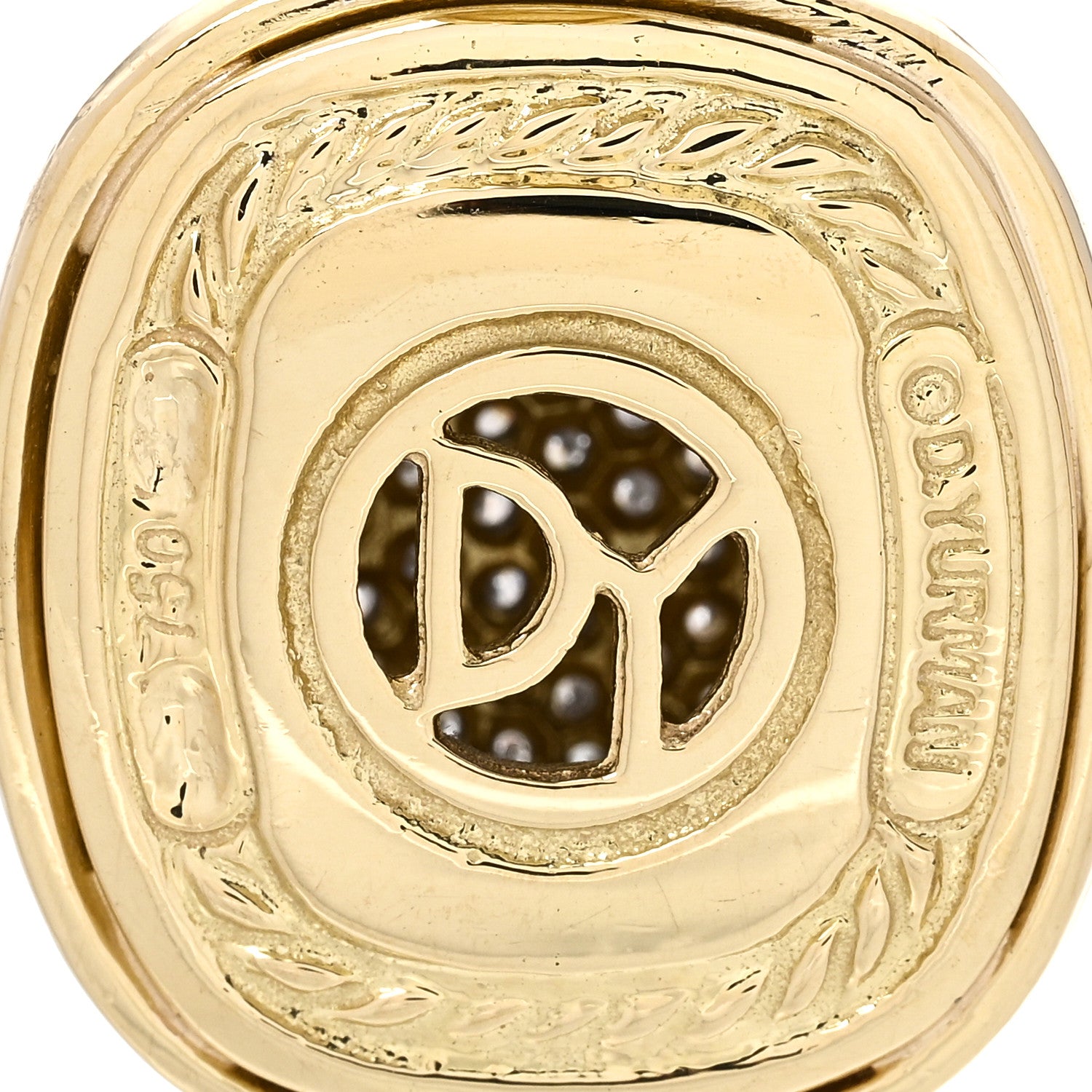 David Yurman 18K Yellow Gold Diamond Pave 20mm Albion Enhancer Pendant 3 of 3