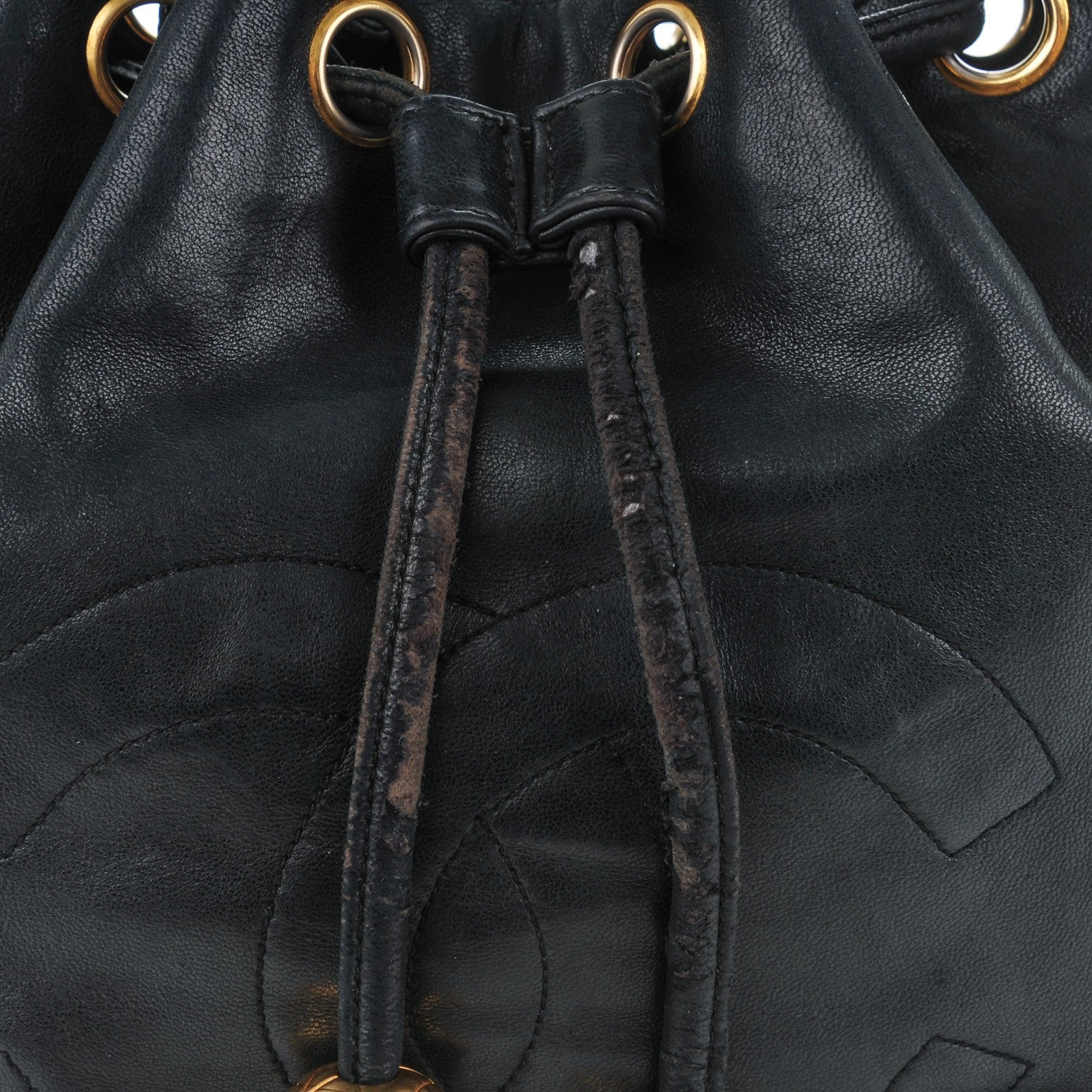 Chanel Lambskin CC Drawstring Bag Black 20 of 29
