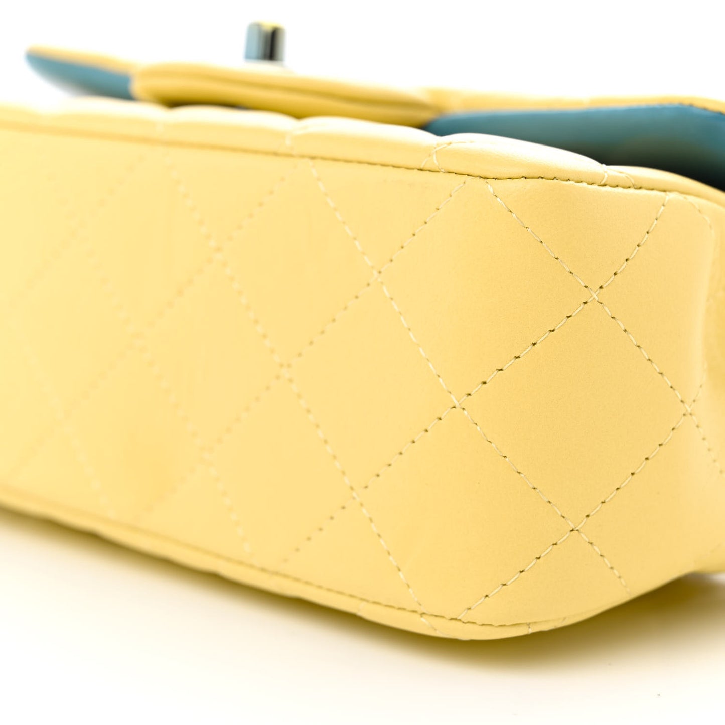 Lambskin Quilted Mini Rectangular Flap Yellow Blue