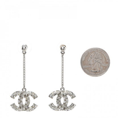Chanel Baguette Crystal CC Drop Earrings Silver 2 of 4