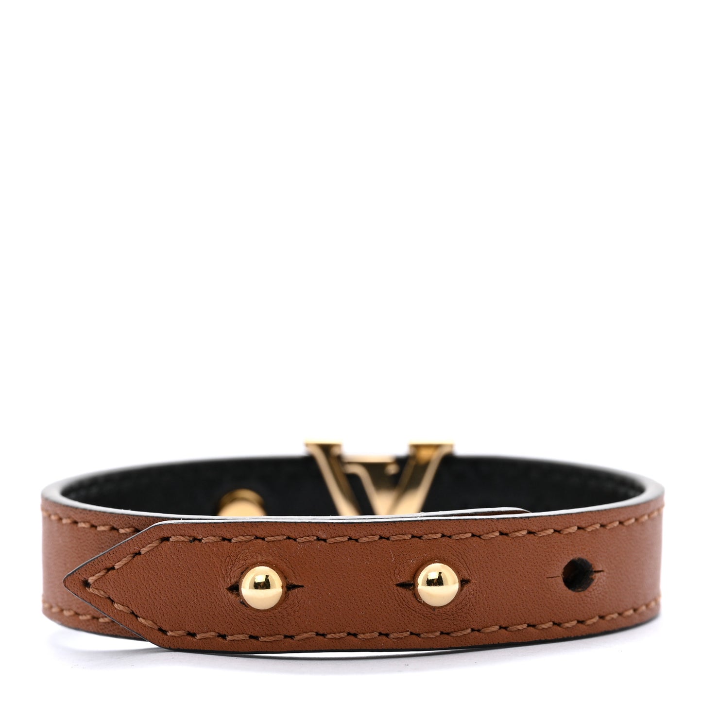 Calfskin LV Iconic Bracelet 17 Tan