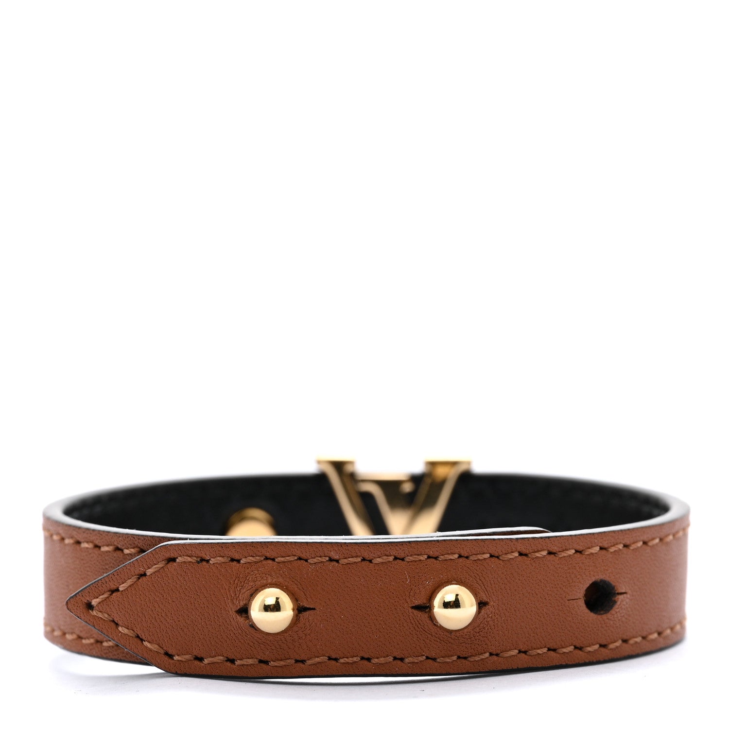 Louis Vuitton Calfskin LV Iconic Bracelet 17 Tan 3 of 7