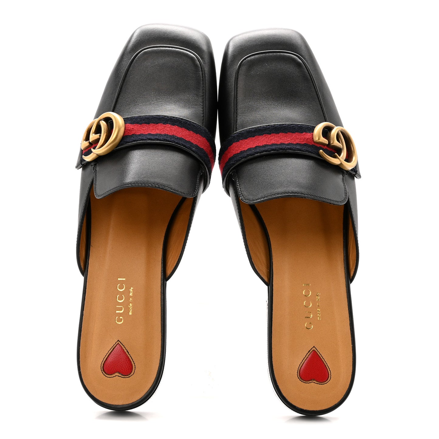 Betis Glamour Calfskin Web Womens Peyton GG Slippers 39.5 Black