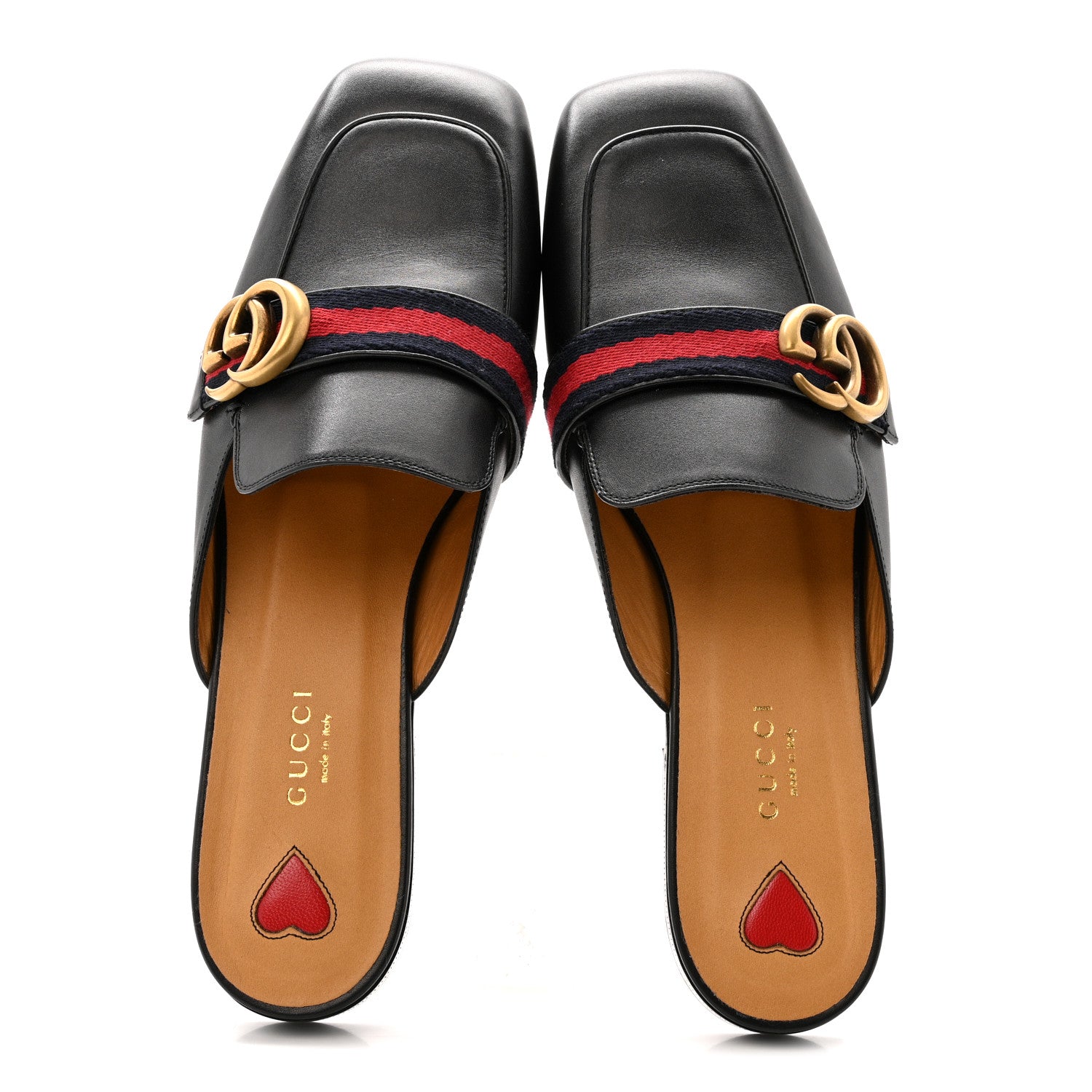 Gucci Betis Glamour Calfskin Web Womens Peyton GG Slippers 39.5 Black 2 of 12