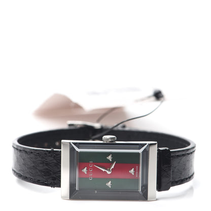 Gucci Stainless Steel Lizard 21mm Web G-Frame Quartz Watch Green 2 of 5