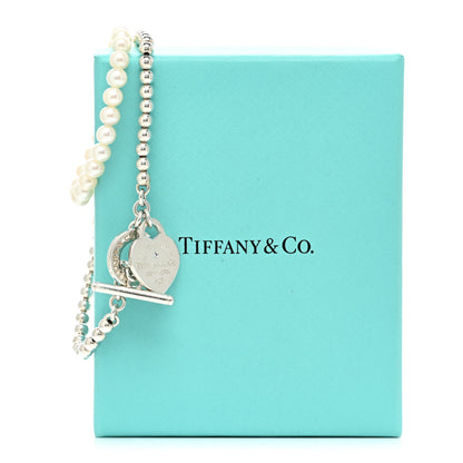 Tiffany Sterling Silver Pearl Diamond Return to Tiffany Wrap Bead Bracelet 4 of 4