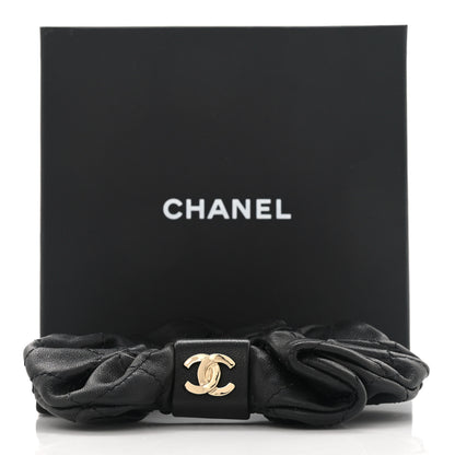 Chanel Lambskin Quilted CC Hair Scrunchie Black 5 of 5