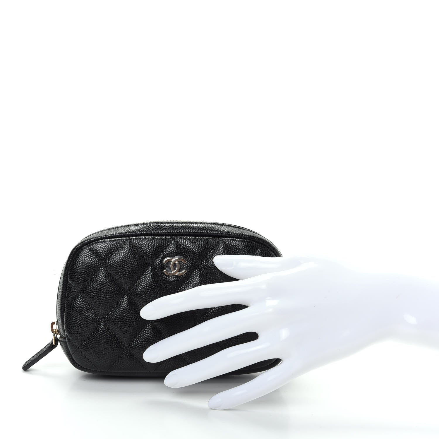 Chanel Caviar Quilted Small Curvy Pouch Cosmetic Case Black 2 of 8