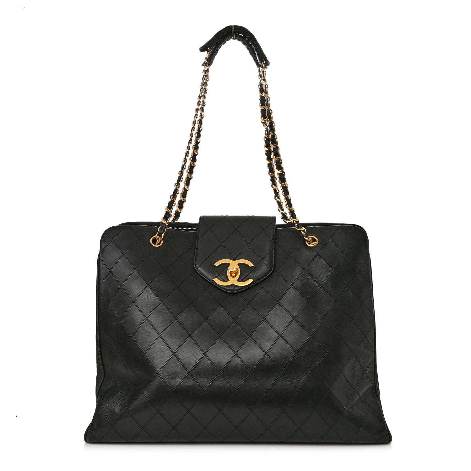 Chanel Calfskin Stitched XL Weekender Black 1 of 13