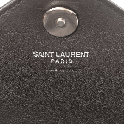 Saint Laurent Sheepskin Matelasse Chevron Monogram College Chain Wallet Coal 6 of 11