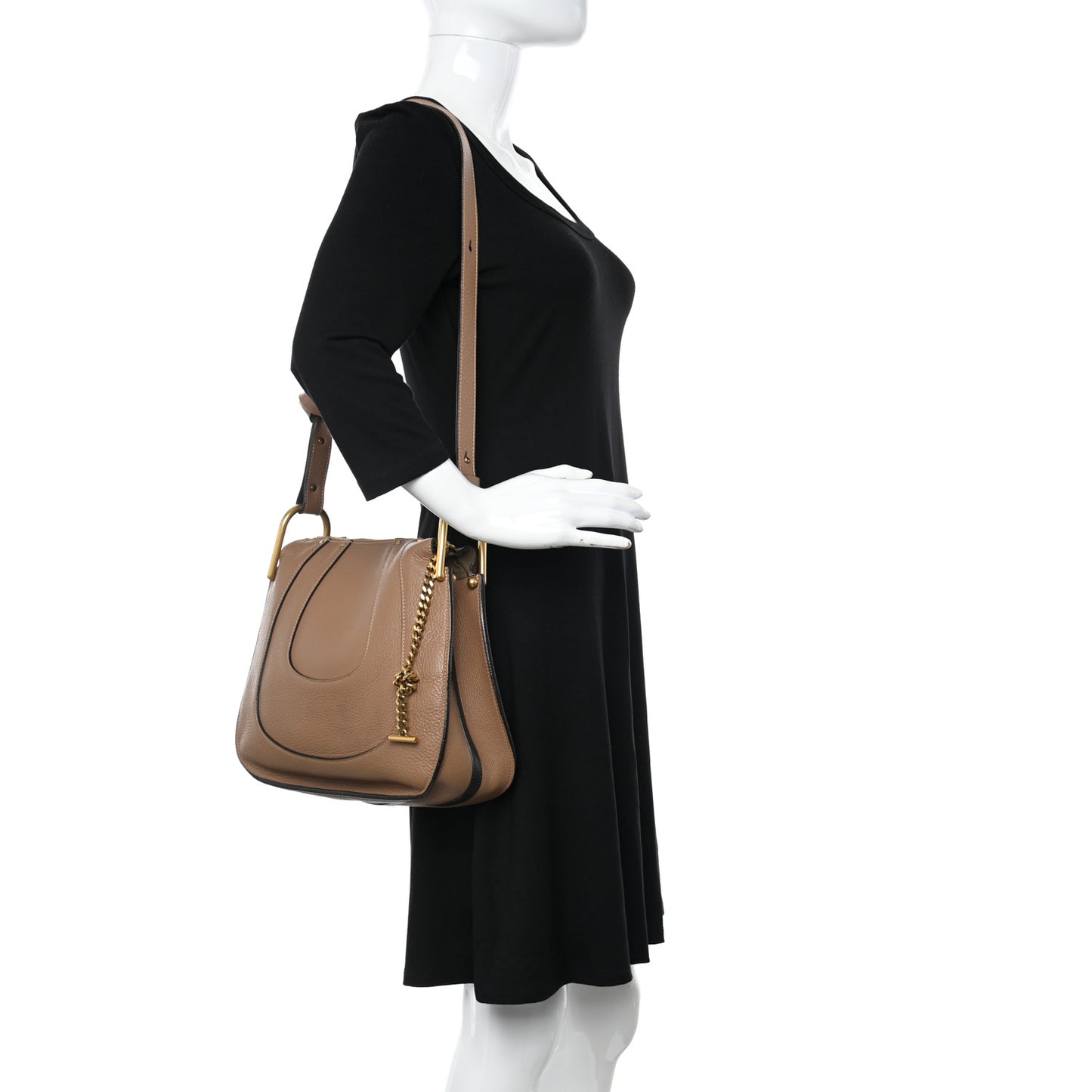 Grained Calfskin Small Hayley Hobo Nut