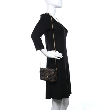 Fendi Vitello Soft F is Fendi Bi-Color FF 1974 Embossed Envelope Wallet On Chain with Pouches Maya Black 2 of 13