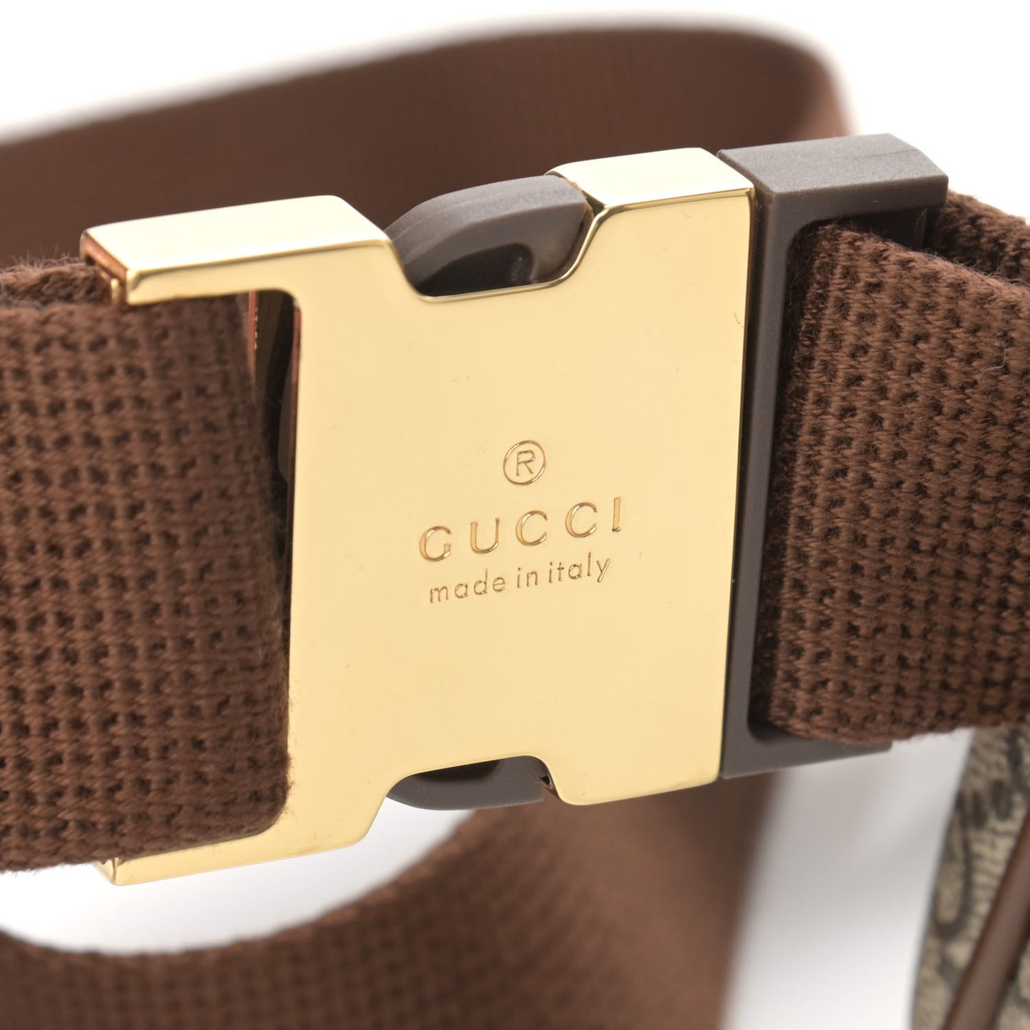 GG Supreme Monogram Textured Calfskin Retro Interlocking G Belt Bag Beige Ebony Brown Sugar