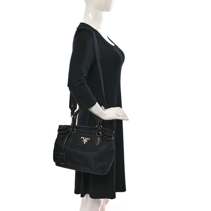 Prada Tessuto Nylon Soft Calf Small Tote Black 2 of 9