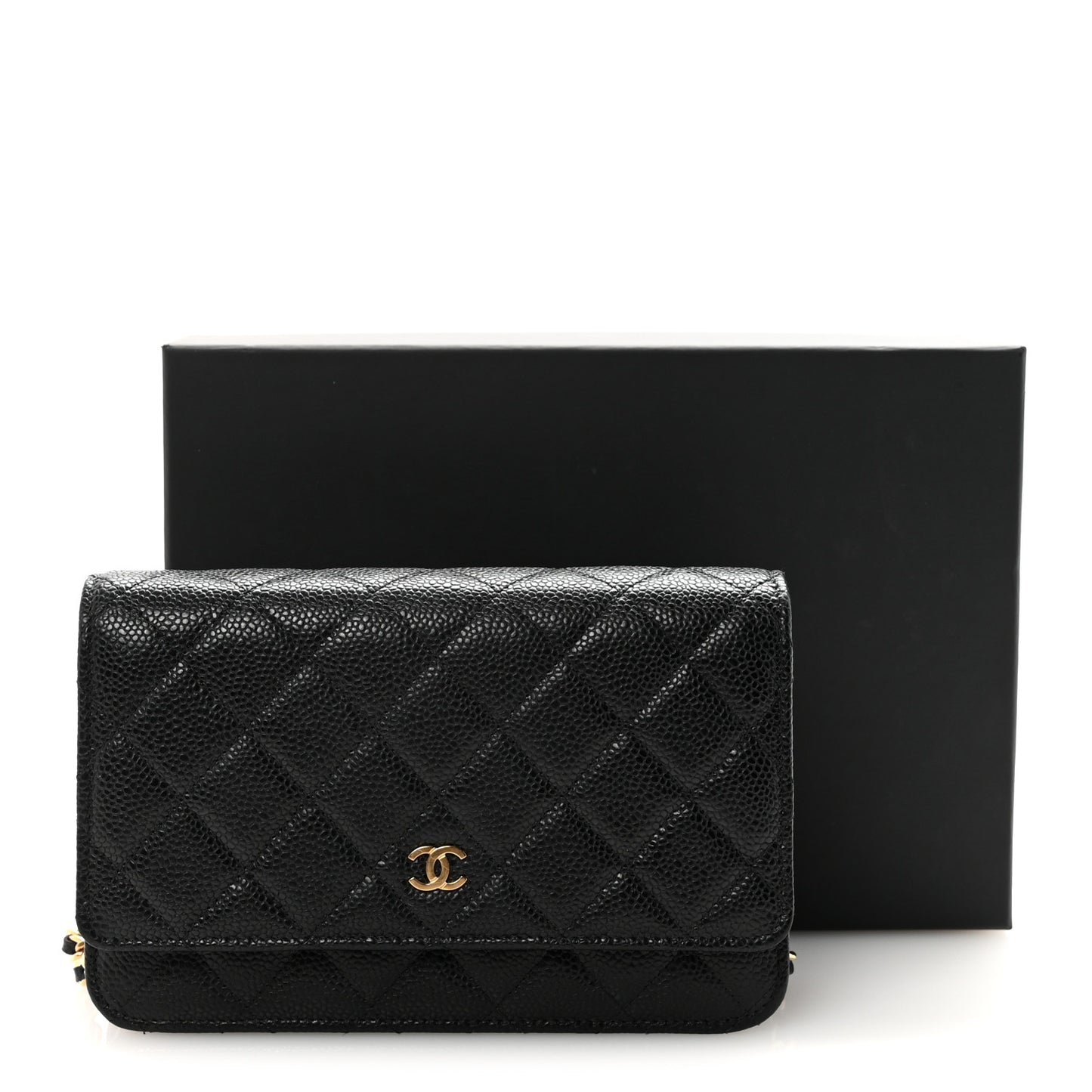 Caviar Quilted Wallet On Chain WOC Black