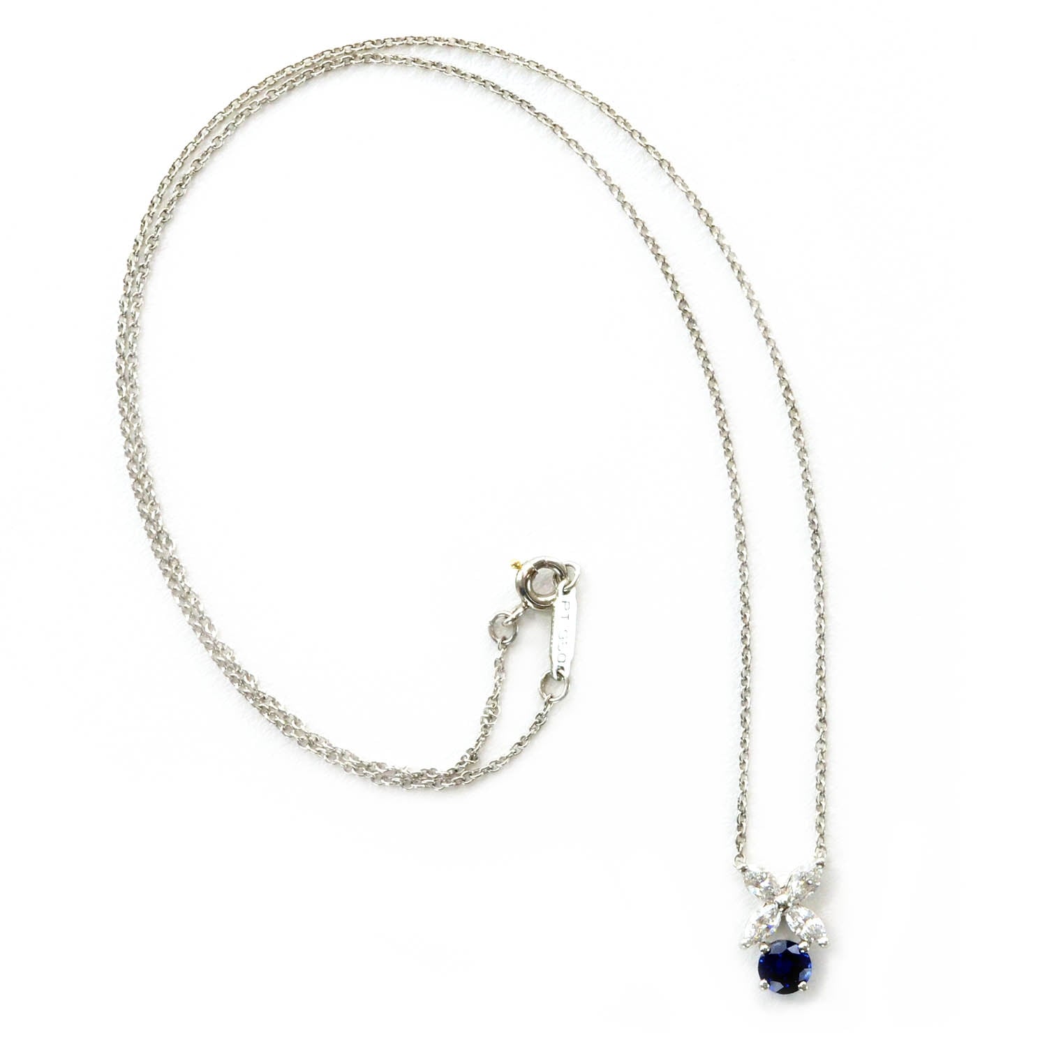 Tiffany Victoria Platinum Diamond Sapphire Pendant Necklace 1 of 6