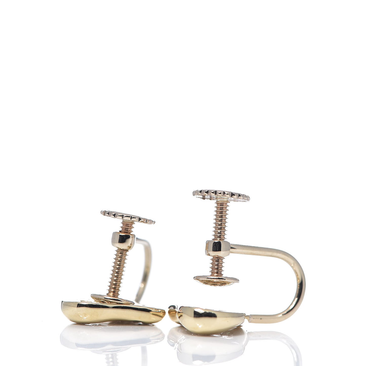 18K Yellow Gold Diamond Full Heart Screw Back Earrings