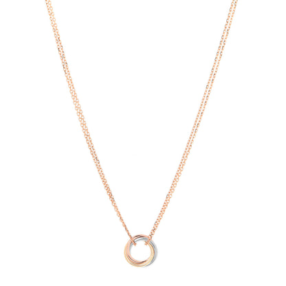 Cartier 18K Pink Yellow White Gold Trinity Double Chain Pendant Necklace 1 of 6