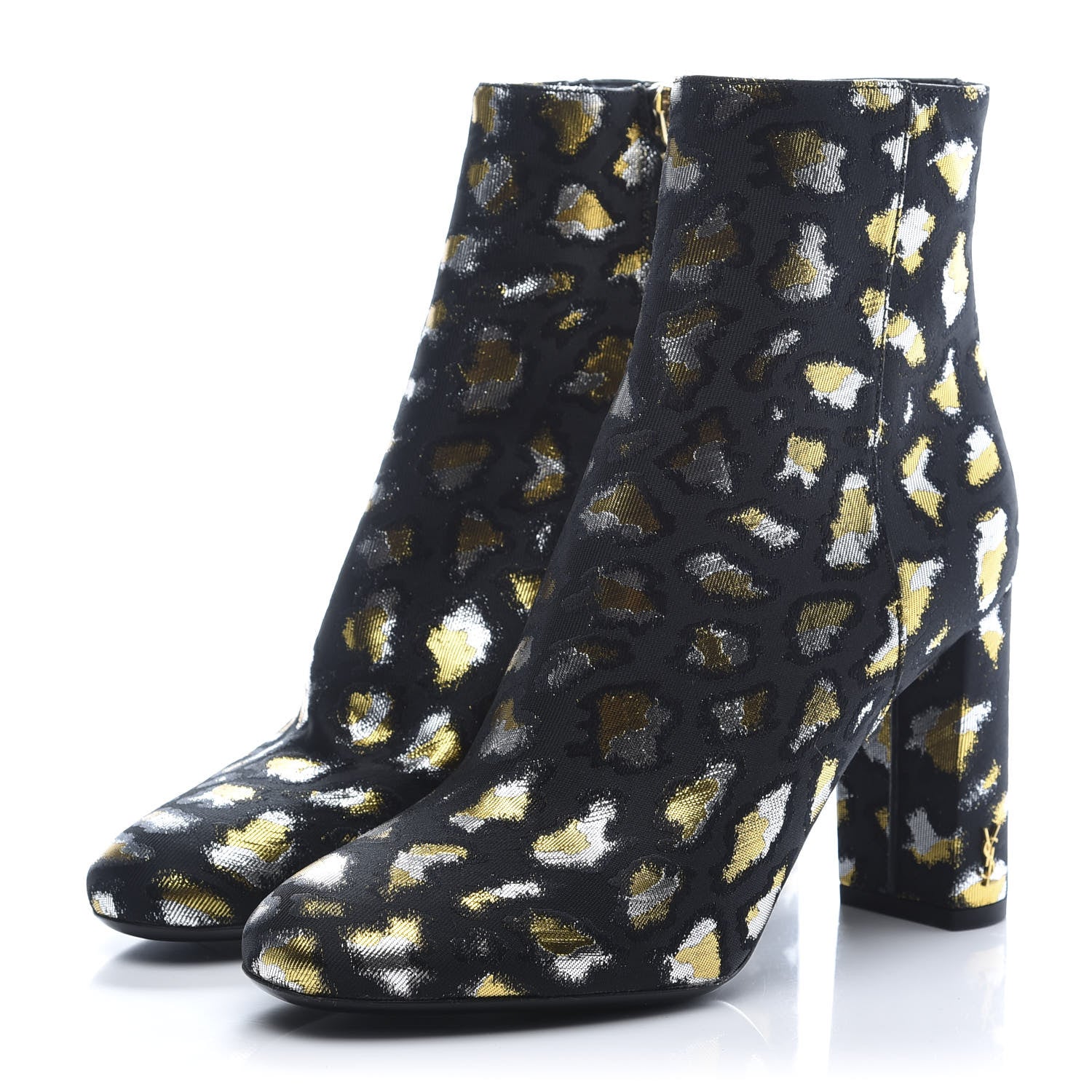 Saint Laurent Jacquard Leopard Loulou Ankle Boots 37 Oro 3 of 8