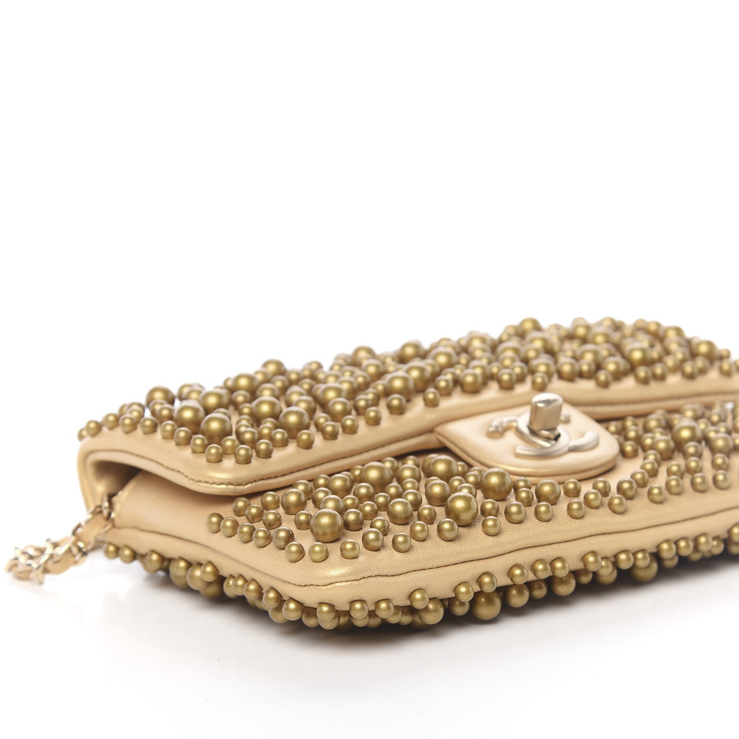 Chanel Lambskin Pearls Flap Gold 9 of 10