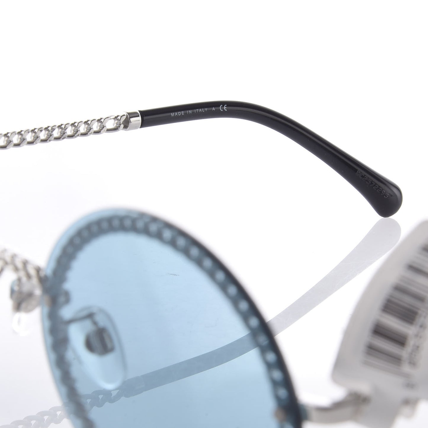 Round Removable Triple Hanging Chain Sunglasses 4245 Blue Silver