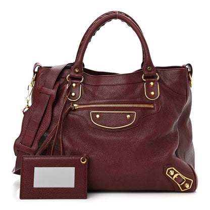 Balenciaga Chevre Gold Metallic Edge Hardware Velo Bordeaux 1 of 15