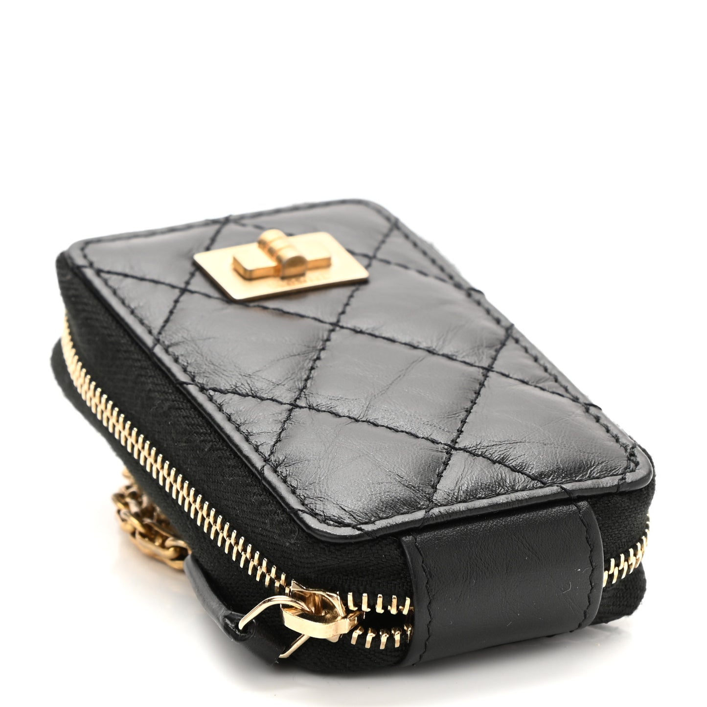 Aged Calfskin Quilted 2.55 Reissue Clutch With Chain Black