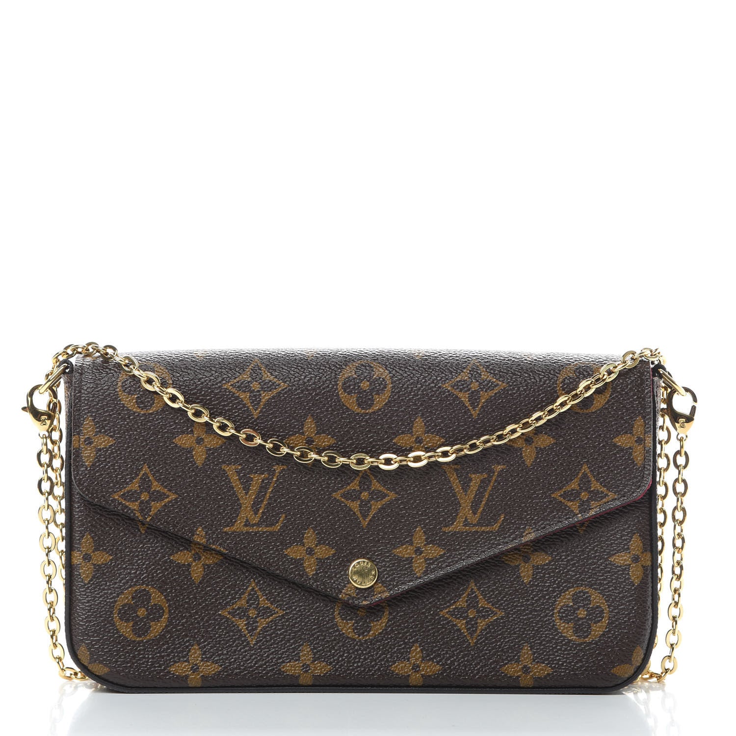 Louis Vuitton Monogram Pochette Felicie Chain Wallet Fuchsia 1 of 14