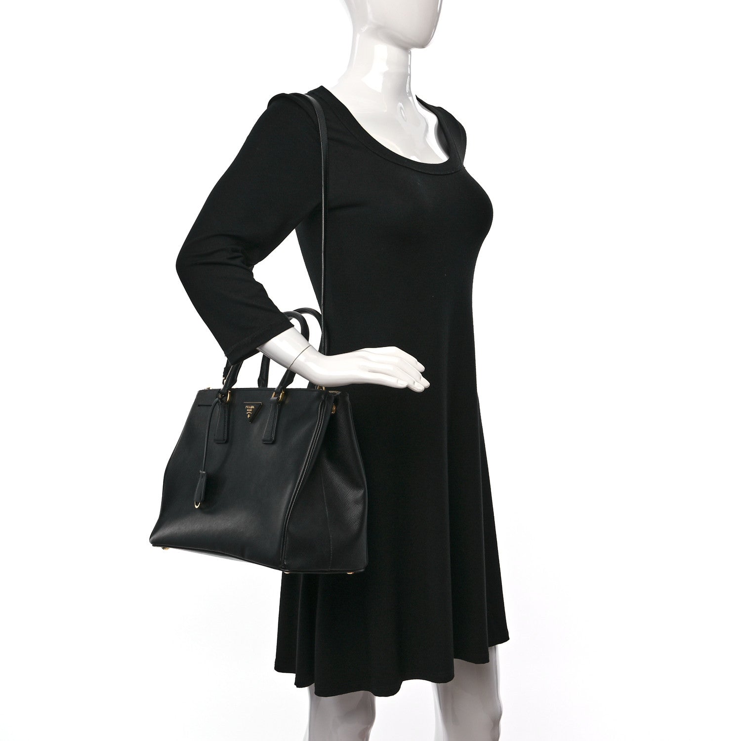 Prada Saffiano Medium Galleria Double Zip Tote Black 2 of 8
